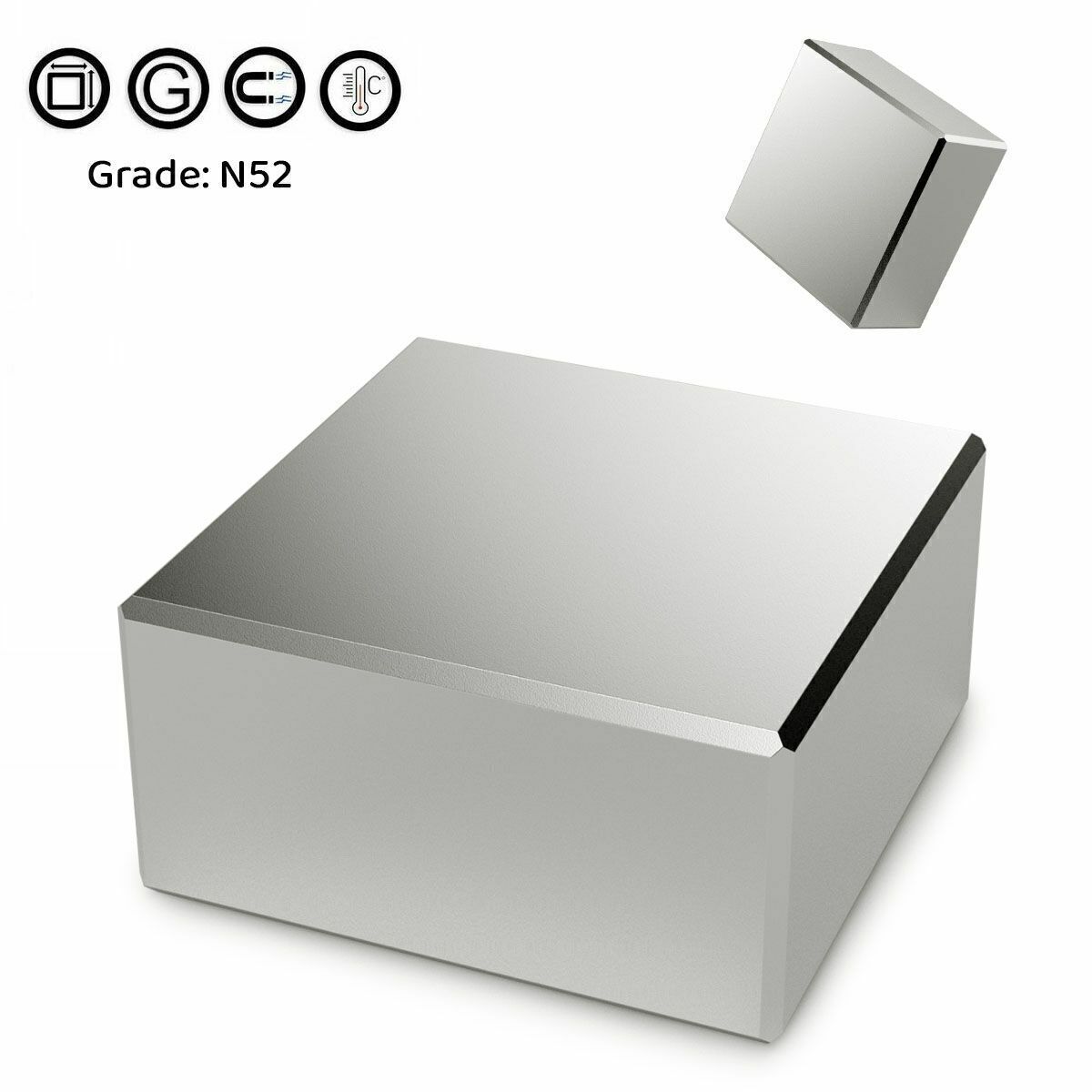 200LBS N52 Magnet Super Strong Neodymium Large Block Rare Earth 1.6″ X1.6″ X0.8″