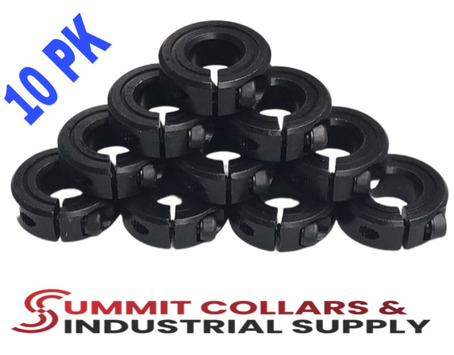 1” Inch Single Split Shaft Stop Collar – Black Oxide Finish (Qty 10) FREE Ship