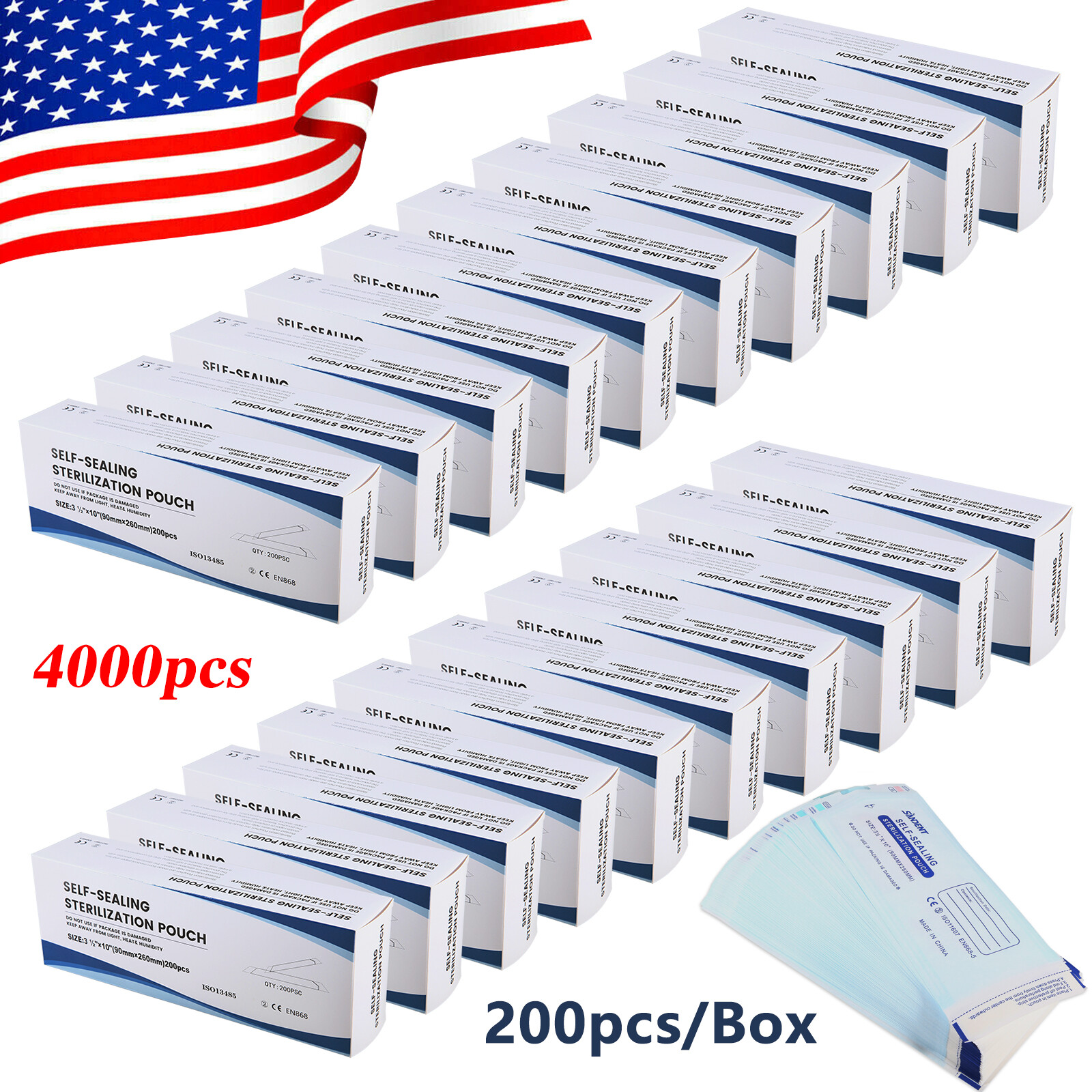 Sterilization Bag Pouches Dental Medical Self Seal Pouch Autoclave up to 4000