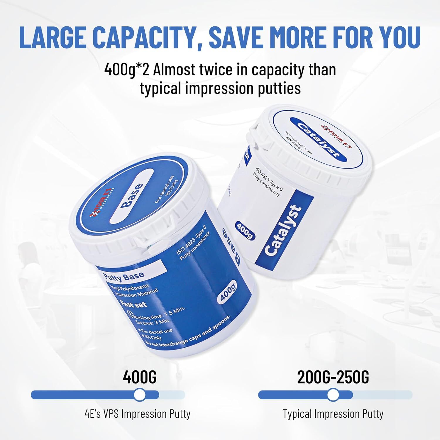 Dental Impression Putty Fast Set 800g VPS Putty (400g Base & 400g Catalyst) New