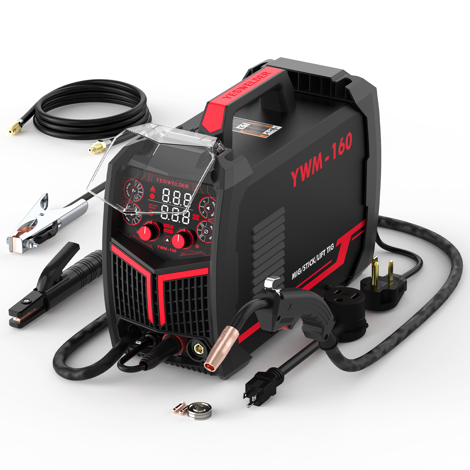 Gas/Gasless 160Amp multiprocess MIG Welder YWM-160,110V/220V Dual Voltage