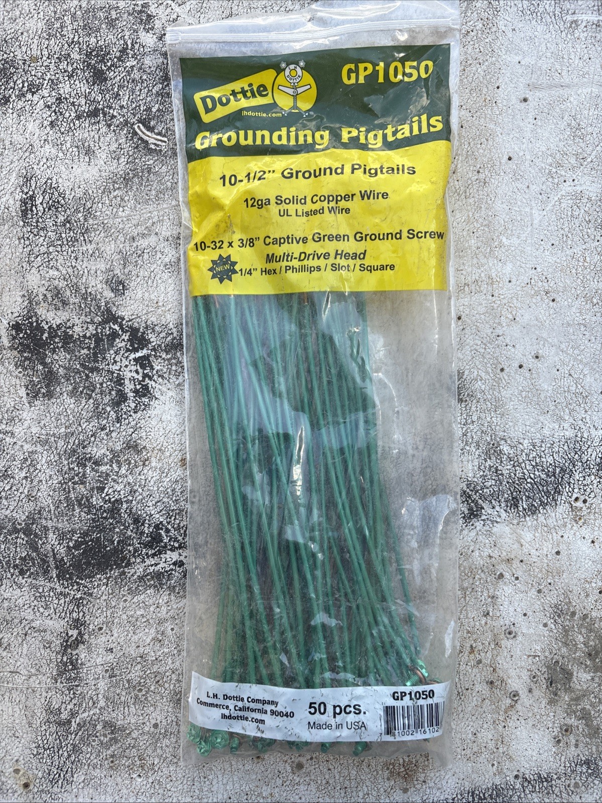 Dottie GP1050 10-1/2″ Ground Pigtails 12 Ga Solid Copper Wire, Lot of 50