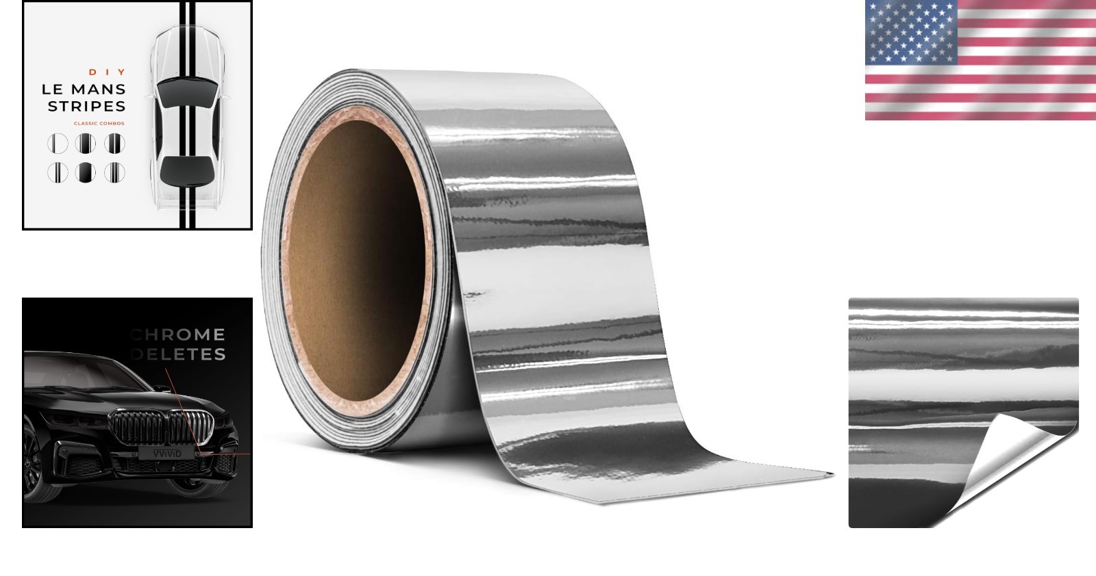 Easy-To-Install Silver Chrome Vinyl Wrap Tape 2″ x 20ft for Auto & Architecture
