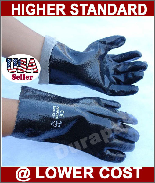 12 Pairs PVC 12″ Chemical Liquid Water Resistance Long Wrist Work Gloves Large