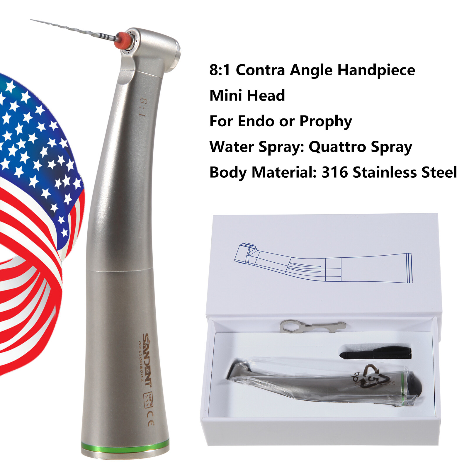 SANDENT Dental 8:1 Endodontic Handpiece Contra Angle Kavo NSK SybronEndo Mini ET