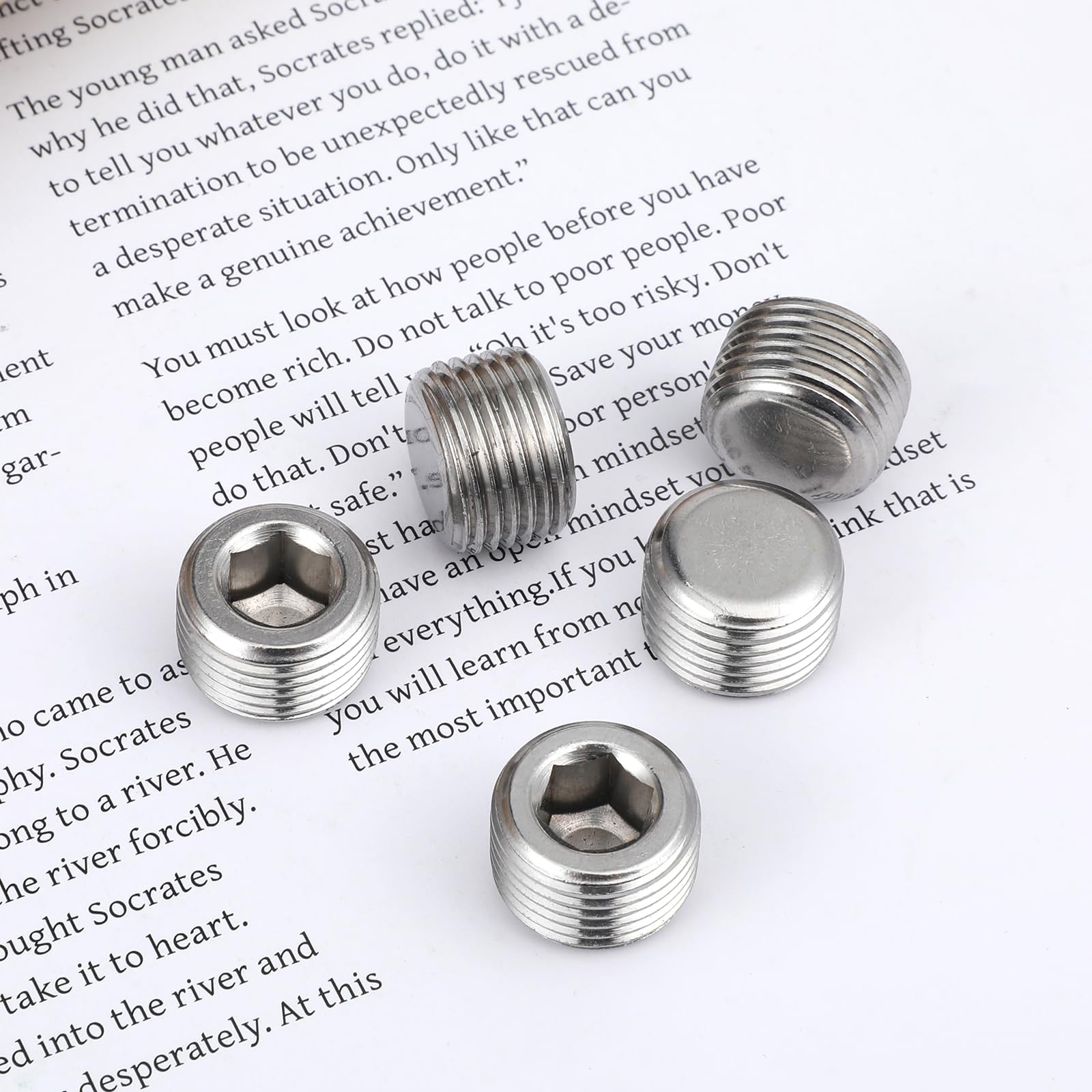 5 PCS 3/8″ NPT Male Pipe Plug Stainless Steel Pipe Plug Fitting Set Hex Count…