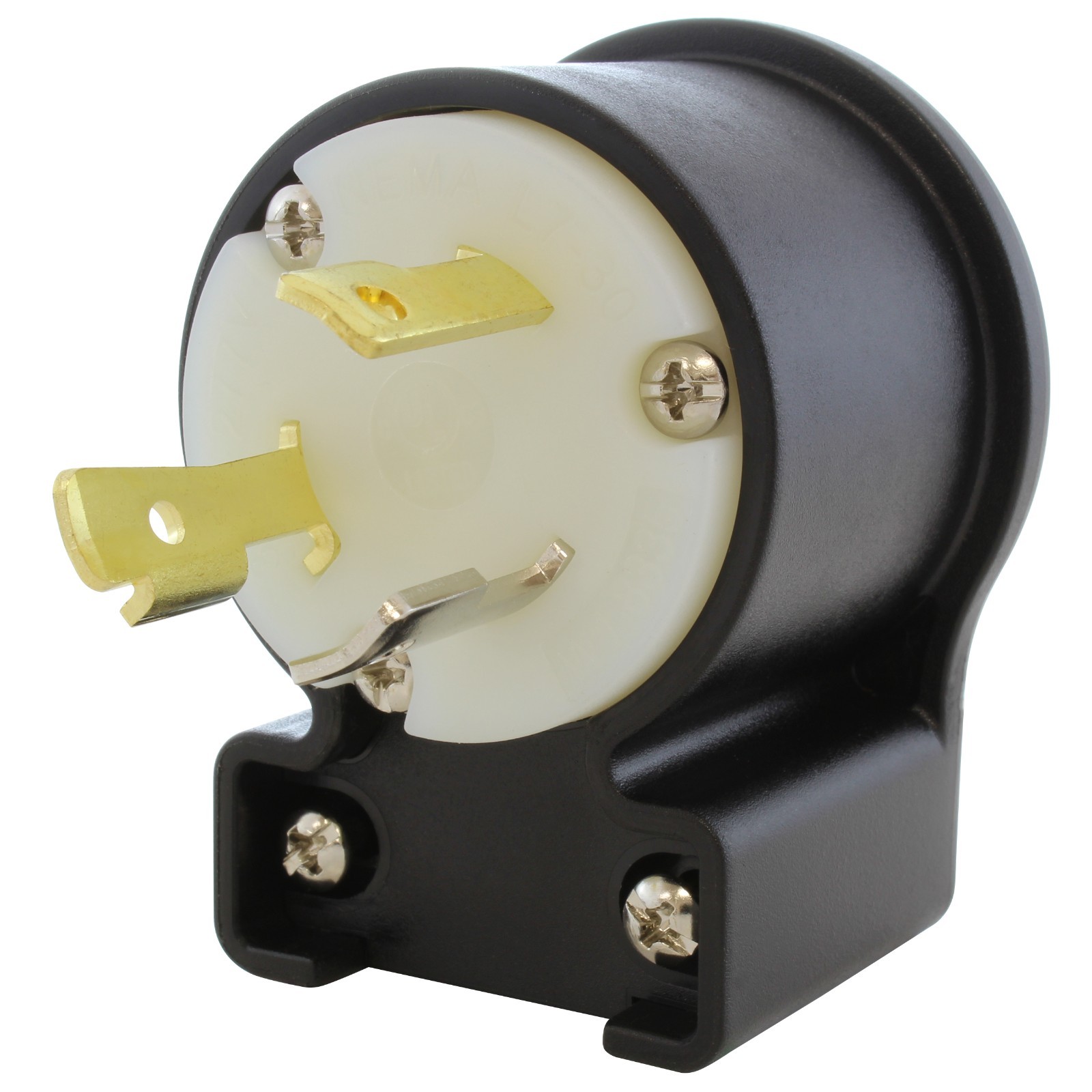 AC WORKS® Right Angle NEMA L7‑30P Plug, 30A 277V Locking Male 3-Prong