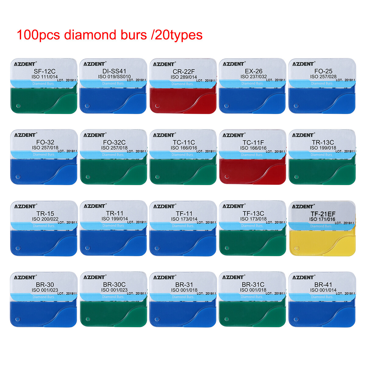 USPS Dental Low Speed 1:1 Contra Angle Push Handpiece /100Pcs Diamond FG Burs