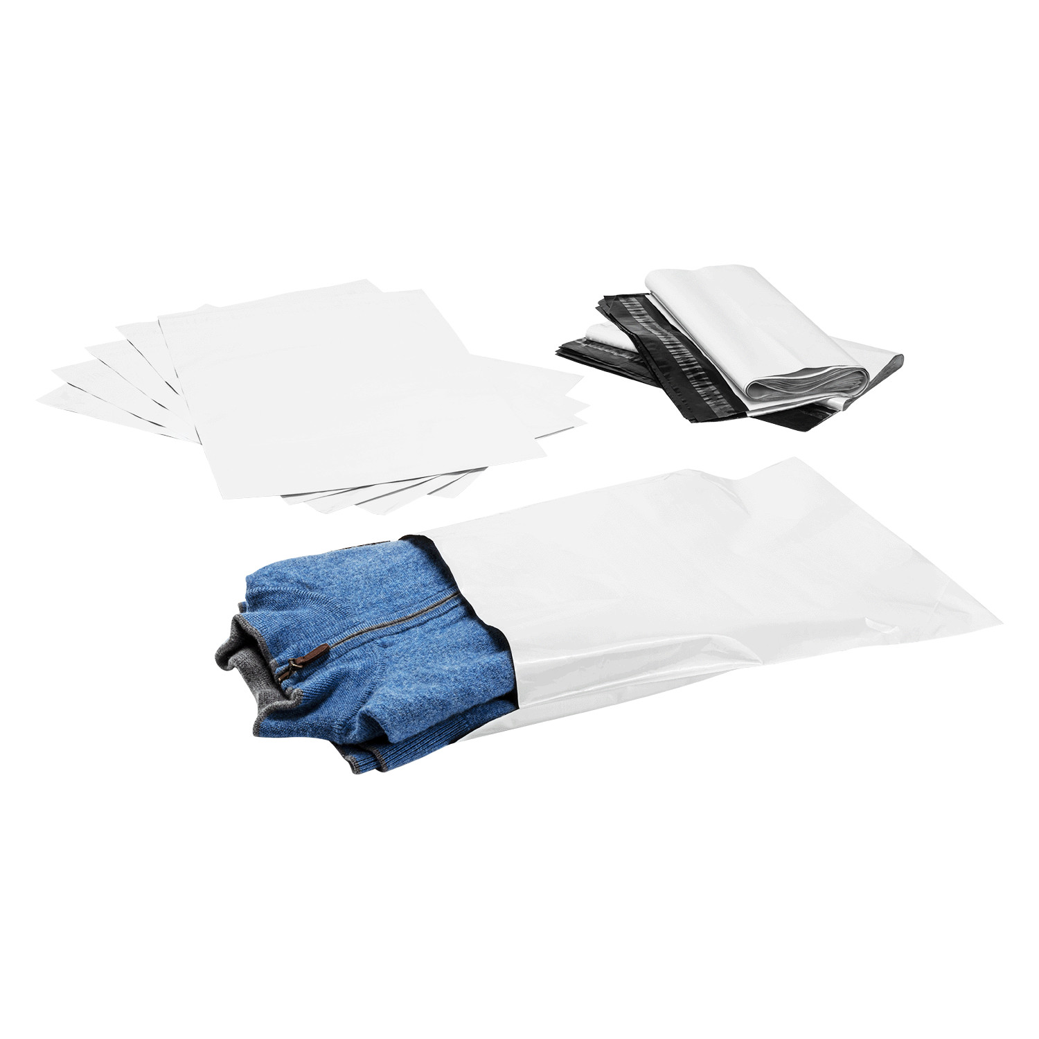 Karat 11”x15” Poly Mailers White, Tamper-Evident Adhesive Closure – 500 pcs