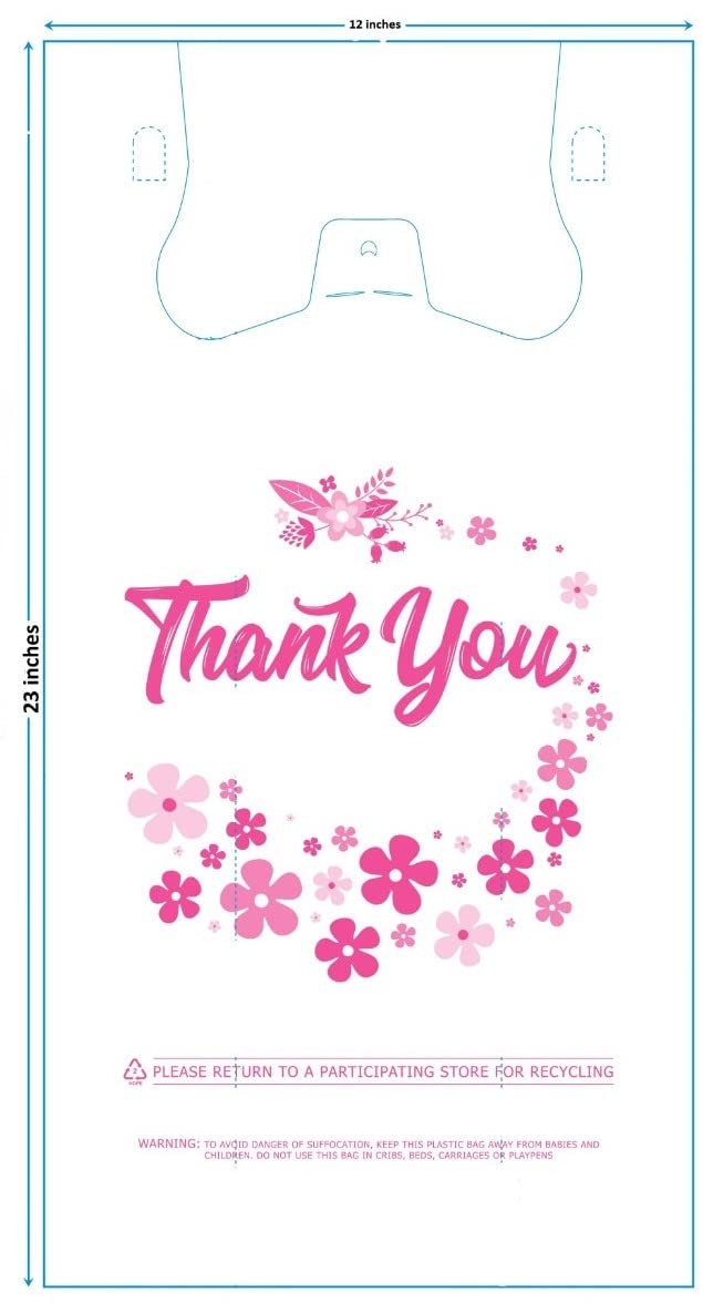 Lina Plastics- 100 Pack Thank You T-Shirt Bags, Plastic-Bulk Shopping Bags, R…