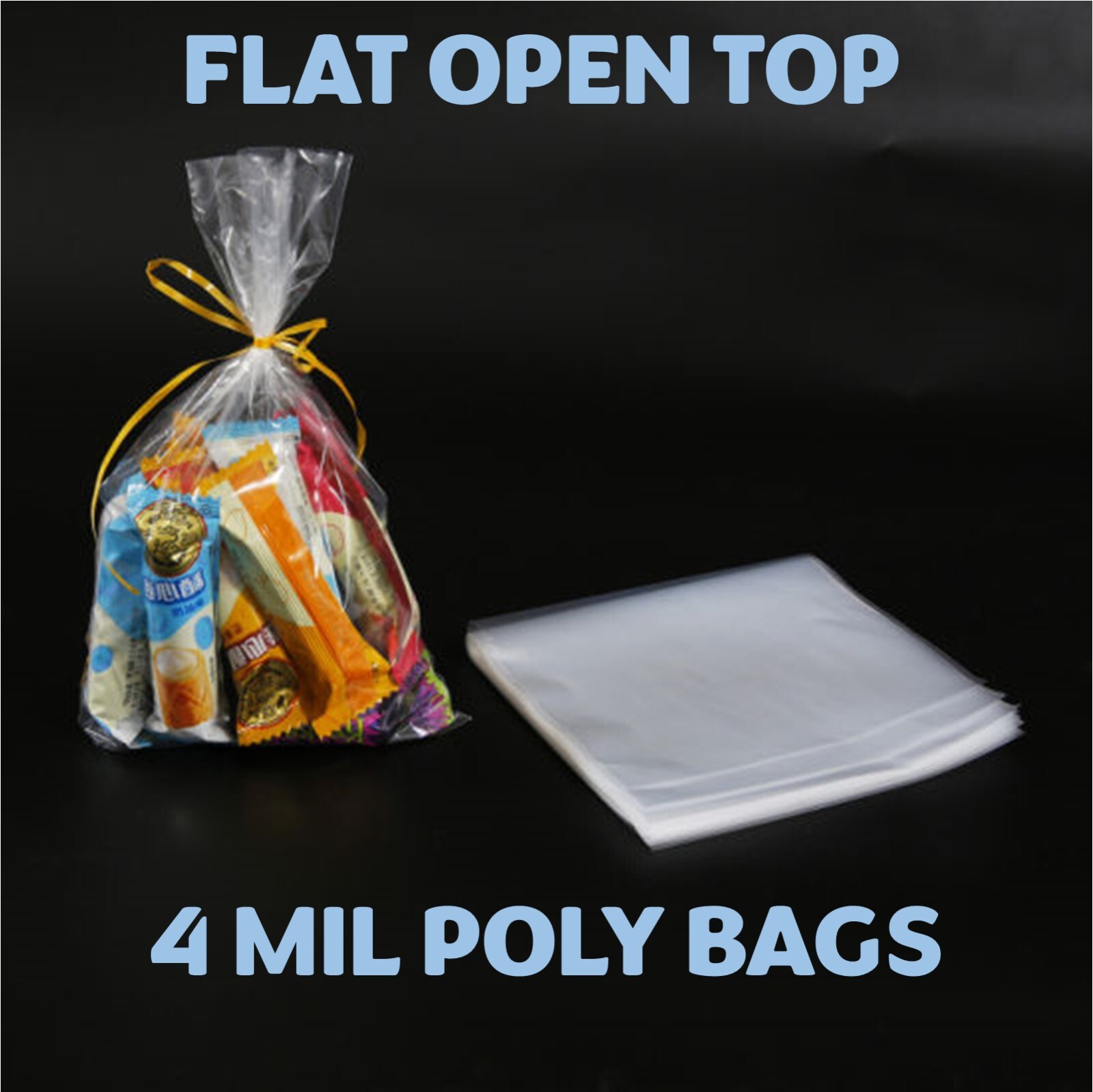 10×12″ Clear Poly Bags Lay-Flat Open Top End 4-Mil Case LDPE Plastic Packaging