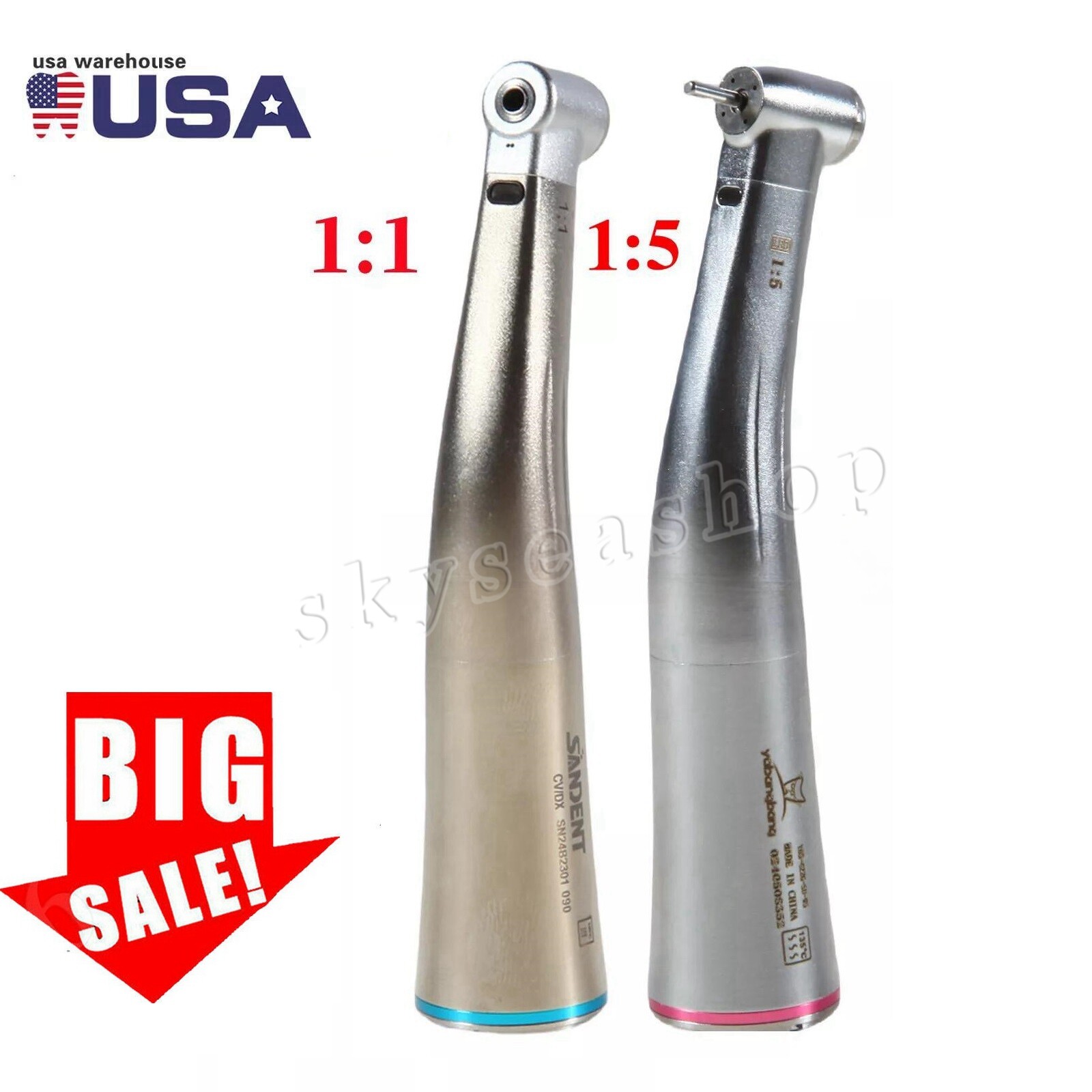 Dental 1:5 1:1 Fiber Optic LED Contra Angle Electric Handpiece Fit KaVo NSK COXO