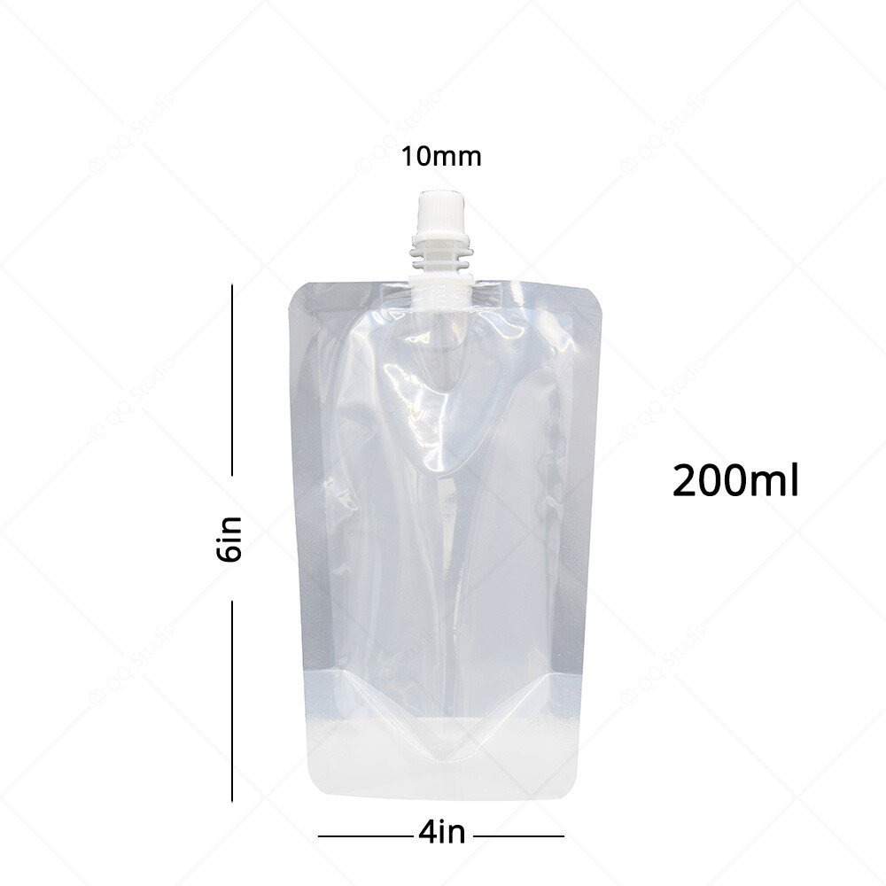 4x6in Clear Glossy Mylar Stand Up Drinking Pouches w/ Spout & Funnel(Free Gift)