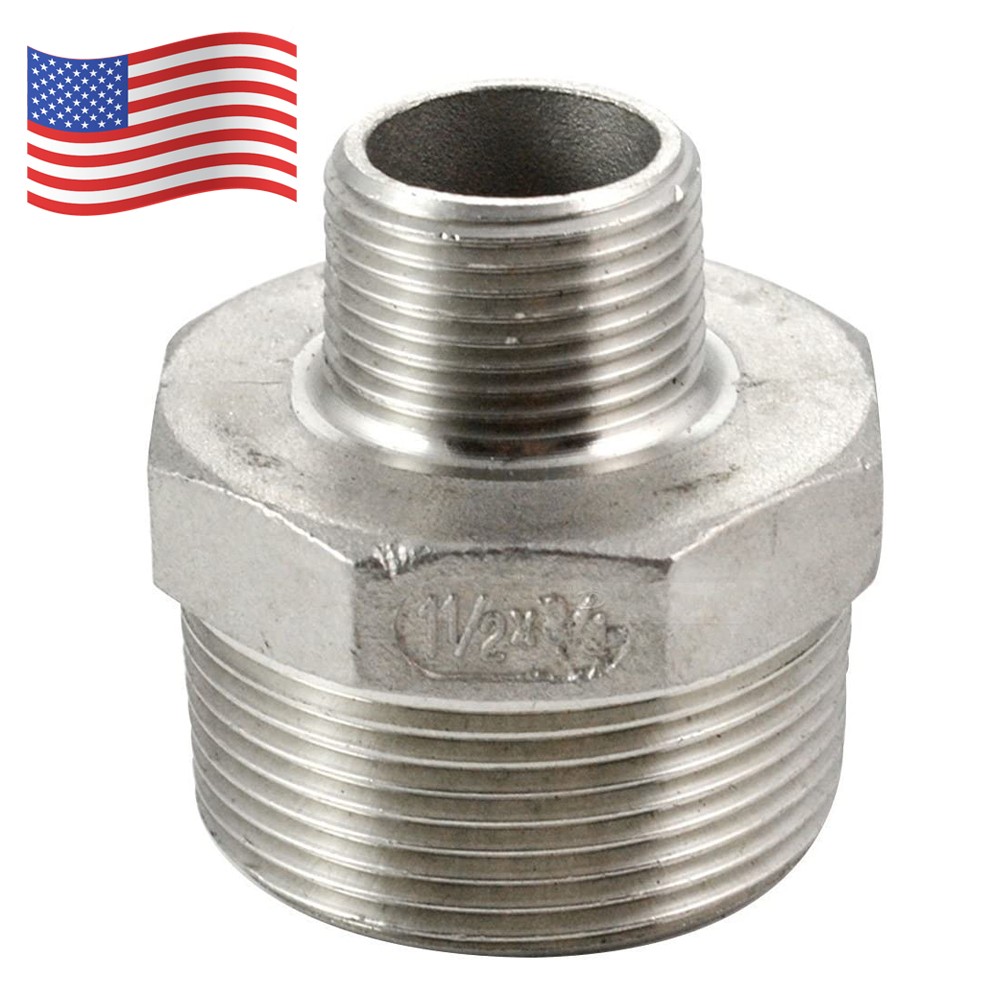 1.5″ to 3/4″ Male NPT Hex Nipple Pipe Fitting Reducer Adapter Stainless Steel