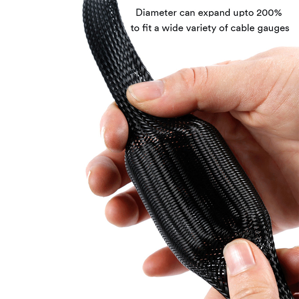 10-100FT Expandable Braided Cable Sleeve PET Wire Loom Organizer Cord Management