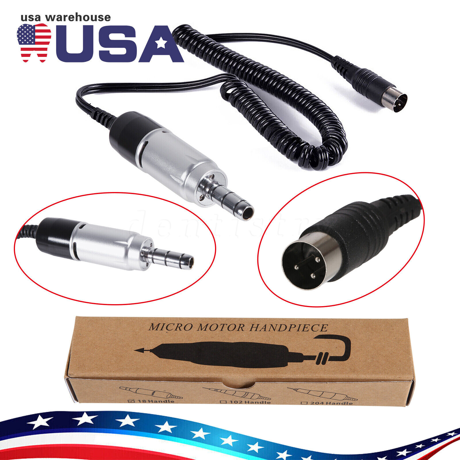 Dental Micro Motor E-Type Connector High Speed Handpiece Standard 35K rpm US