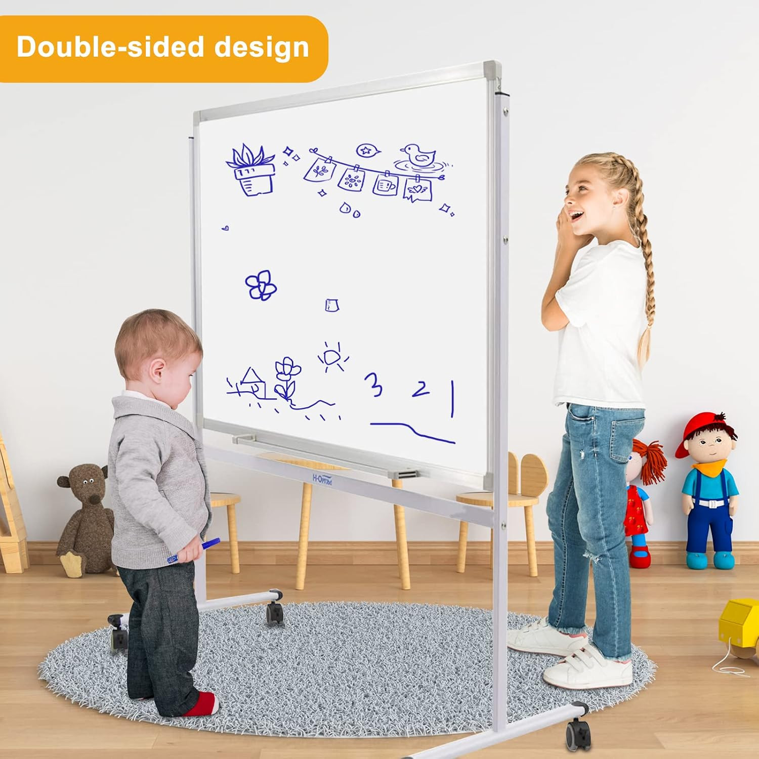 Mobile Whiteboard 36″X24″ Magnetic Dry Erase Board with Stand