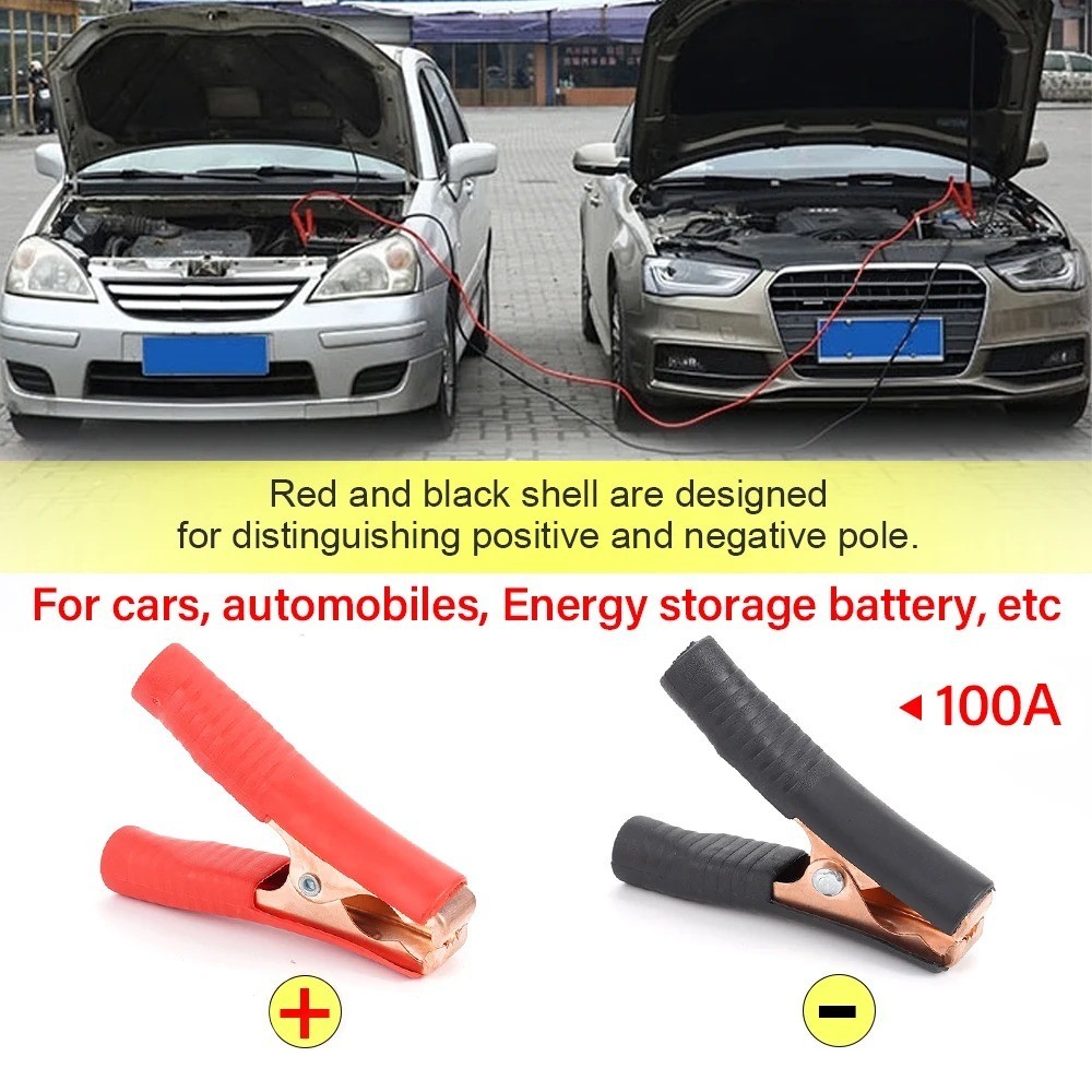 2PCS Car Alligator Clips Crocodile Clip Battery Test Clamps 100A Red Black