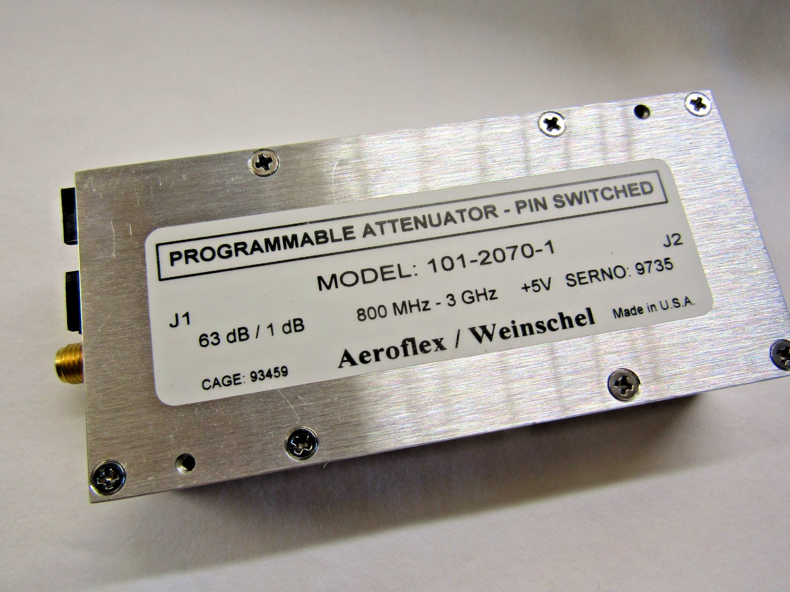 Weinschel Programmable Attenuator 101-2070-1 63dB/ 1 dB 800MHz-3GHz