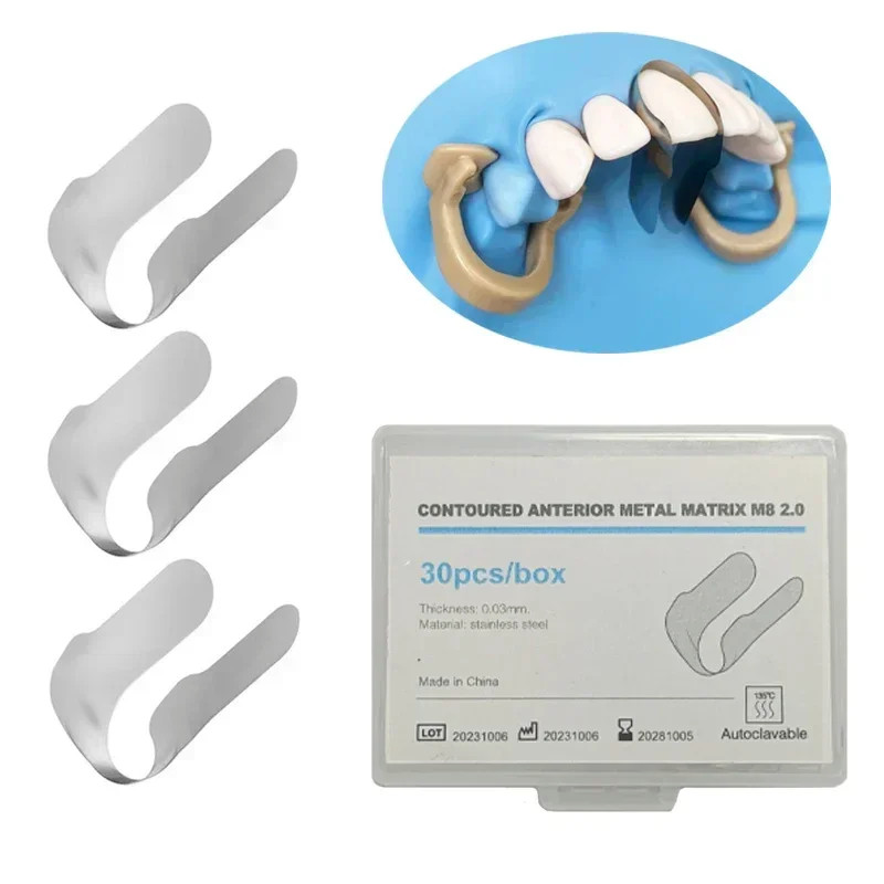 0.03mm Dental Contoured Anterior Bands Matrix System Twin Metal 30 Pcs/Box M8