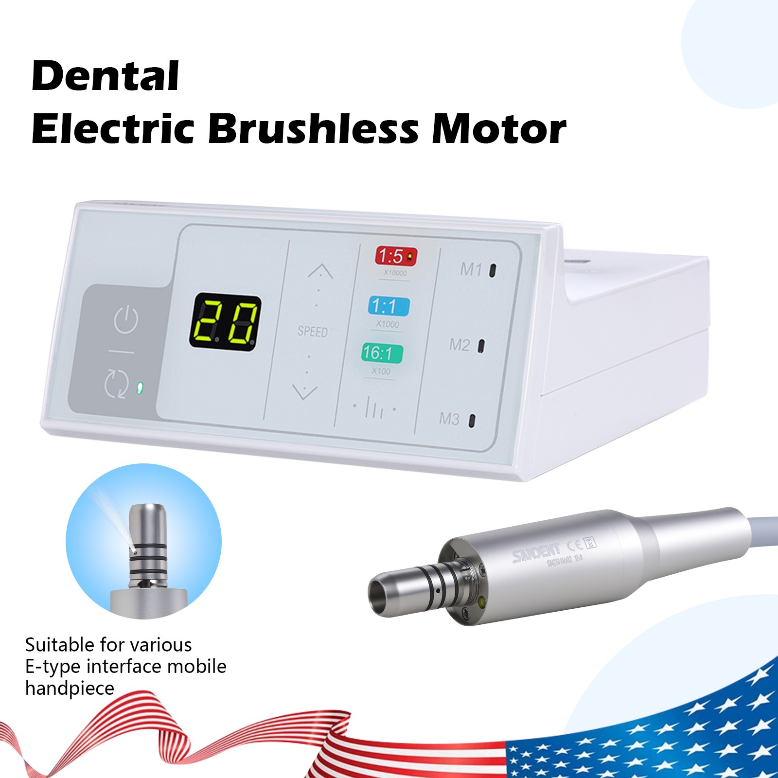 Dental Electric LED Brushless Micro Motor/1:1/1:5 Increasing Handpiece 1:4.2