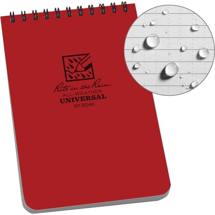 Rite in the Rain Top Spiral Red Notebook 4×6 All-Weather Paper Universal Pattern