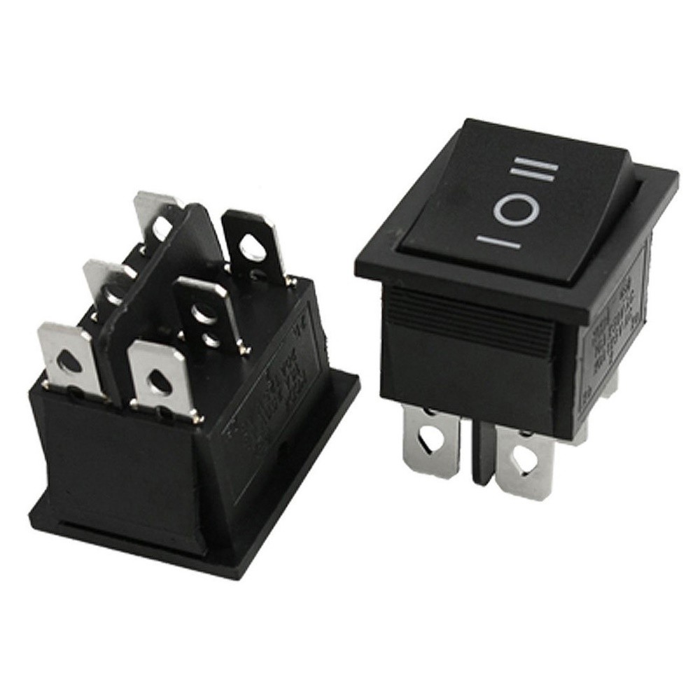 2x On/Off/On 6-Pin DPDT Rocker Switch 3-Position Rating 15A 250V/20A 125V AC DC