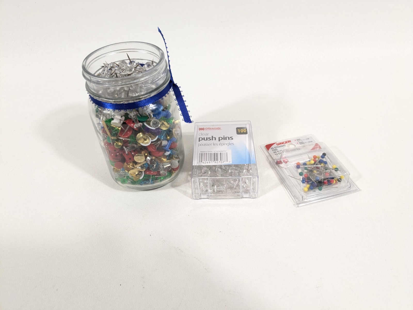 Huge Lot Of Push Pins Thumbtacks Some Sealed + Open Jar Mixed Variety Colors