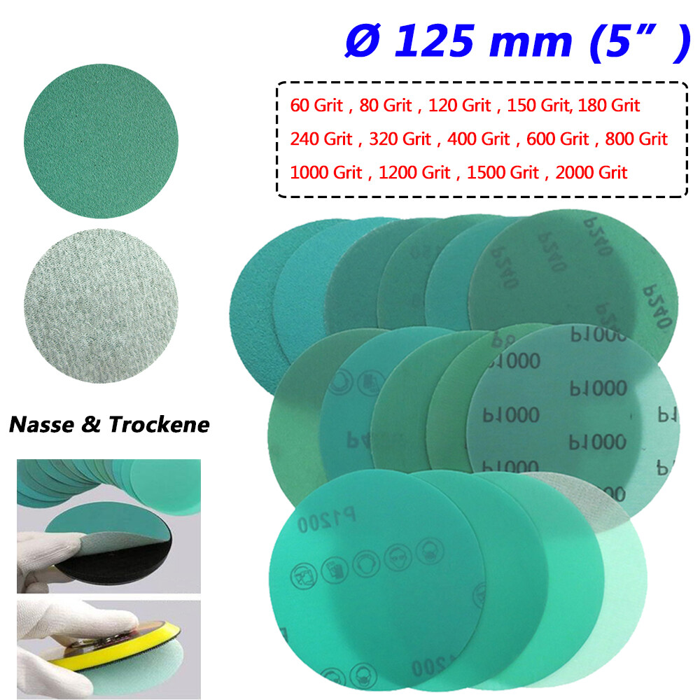 5″ Hook & Loop Sanding Discs Polyester Film Abrasive Sandpaper 60#-2000# Ø 125mm