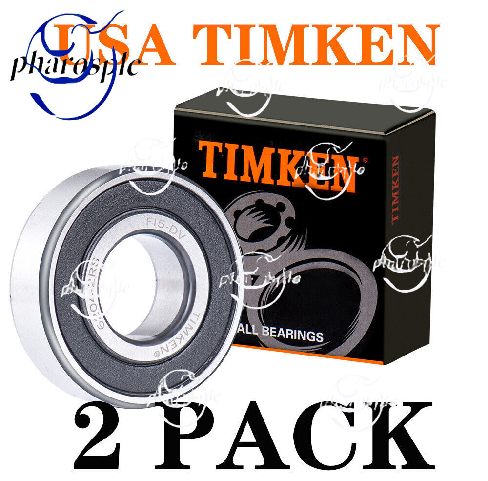 (2 PACK) USA TIMKEN 6204-2RS 20X47X14MM Double Rubber Seal Bearings