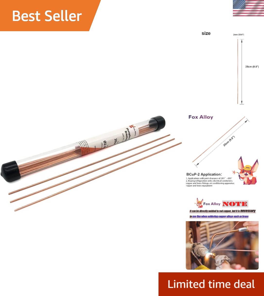 AWS A5.8 Compliant 20PCS Phosphorus Round Copper Welding Rods for Precision Work