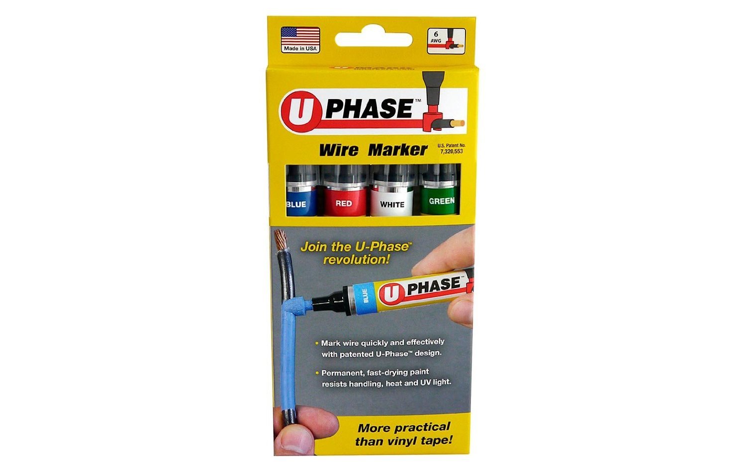 U-Mark U-Phase 10718PSA Blue Red White Green Color Wire Marker Pack of 4 19912