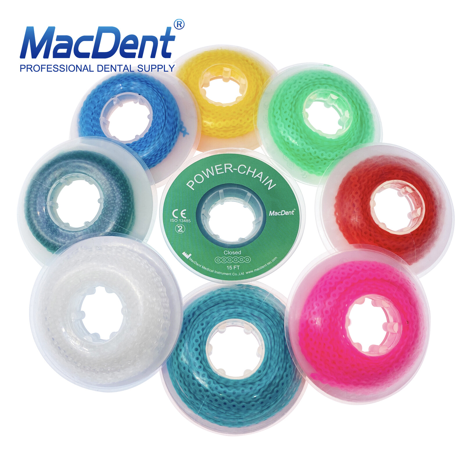 Dental Orthodontic Elastic Rubber Bands Power Chain for Braces Long/Short /Close