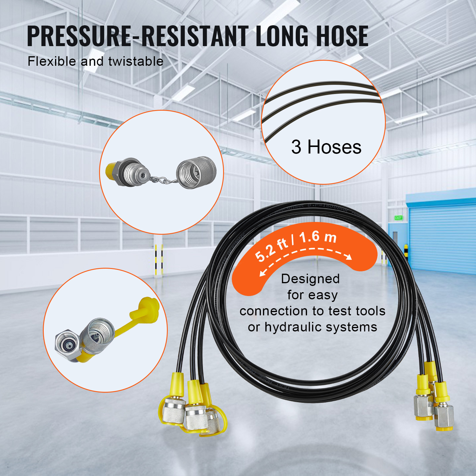Hydraulic Pressure Test Kit 3 Gauges 9 Test Couplings 3 Test Hoses Case
