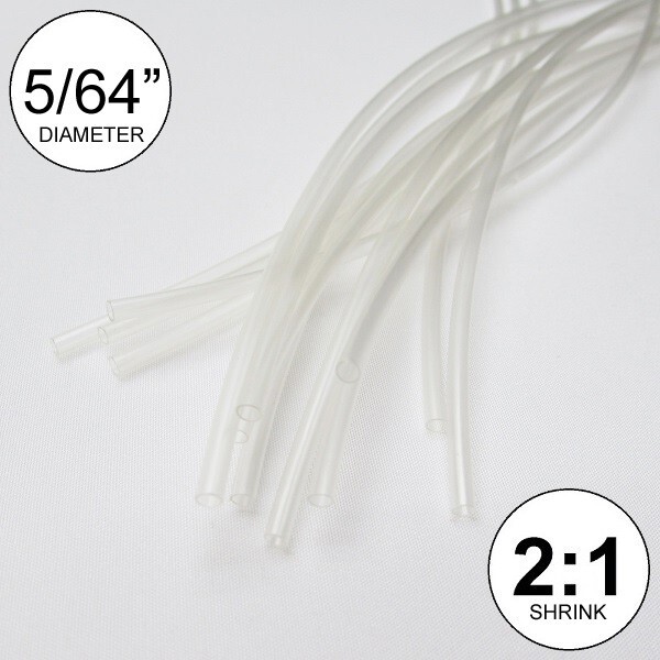 5/64″ ID Clear Heat Shrink Tube 2:1 ratio polyolefin (600 ft) inch/feet/to 2mm