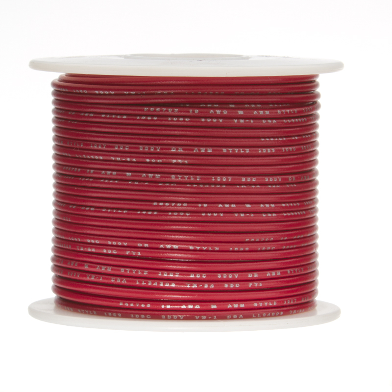 14 AWG Gauge Stranded Hook Up Wire Red 100 ft 0.0641″ UL1007 300 Volts