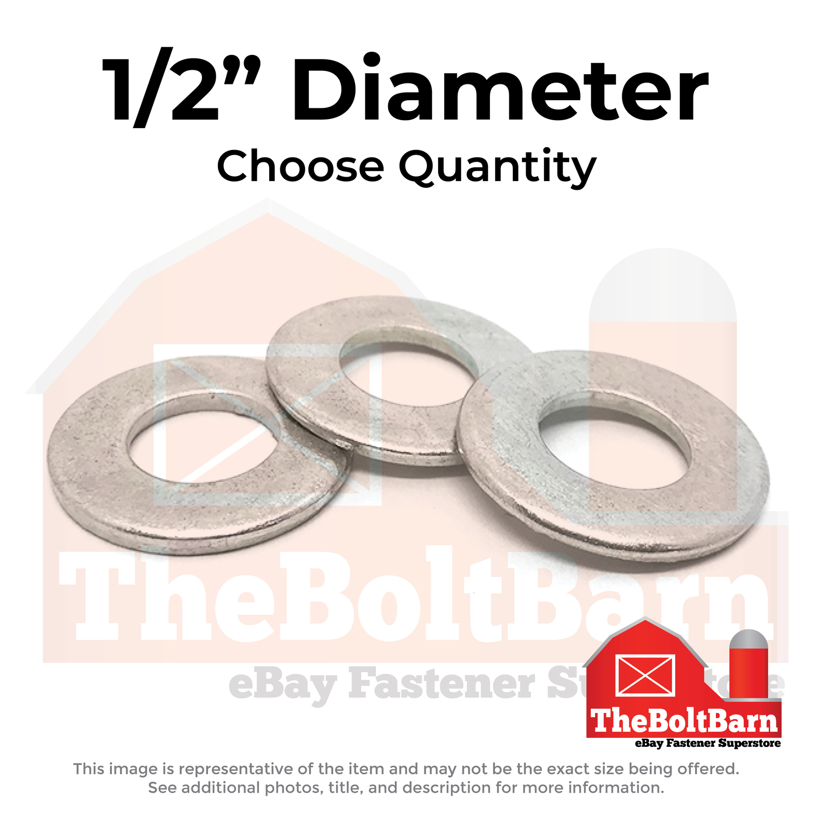 1/2″ Stainless Steel SAE Flat Washers (Choose Qty)