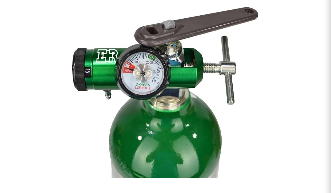 EVER READY FIRST AID OXYGEN REGULATOR CGA-870 GUAGE FLOW RATE WITH WRENCH KEY
