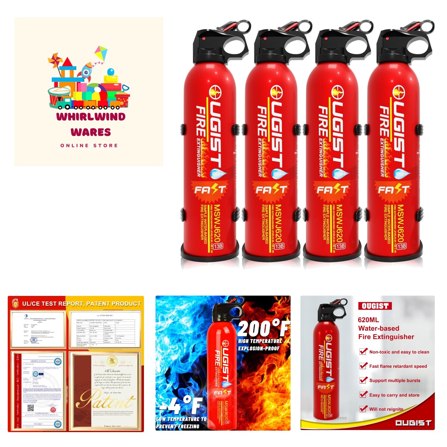 Fire Extinguisher for Home 620ml 4 Count, Can Prevent Re-Ignition,Best Suitab…