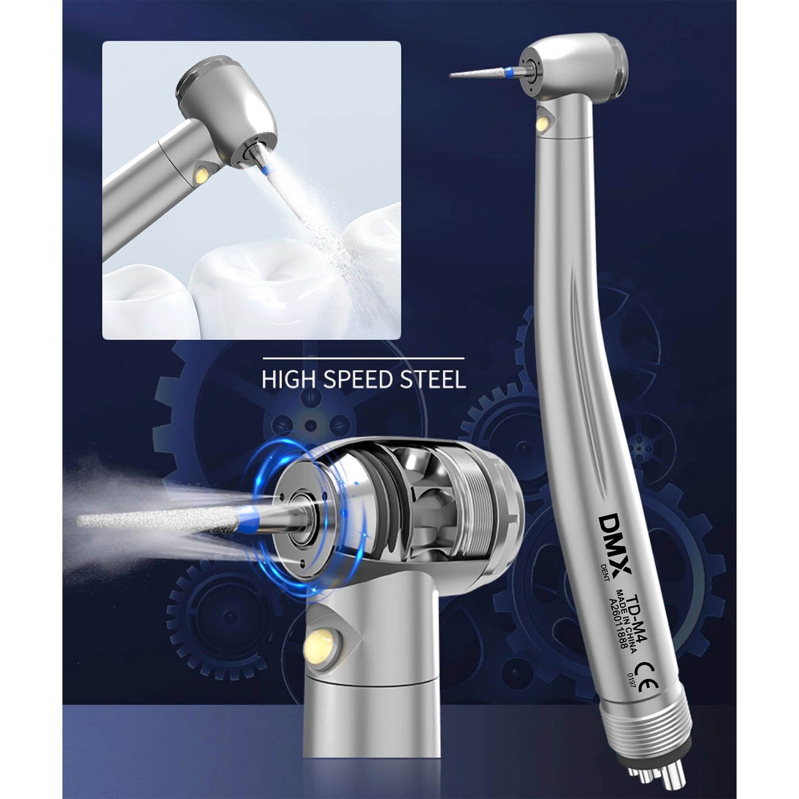 NSK Style Dental High Speed Handpiece Fiber Optic Turbine LED E-generator 4Hole