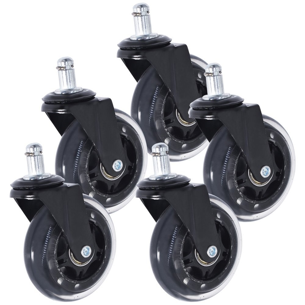 Set of 5 Office Chair Caster Rubber Swivel Wheels Replacement Heavy Duty 3 inch