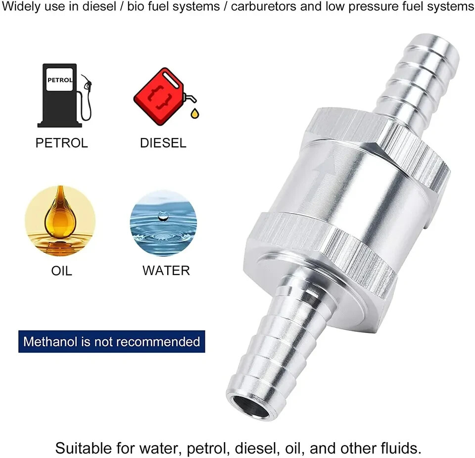 4x 10mm 3/8″ Fuel Line Non-Return One Way Air Fuel Oil Check Valve Diesel Gas