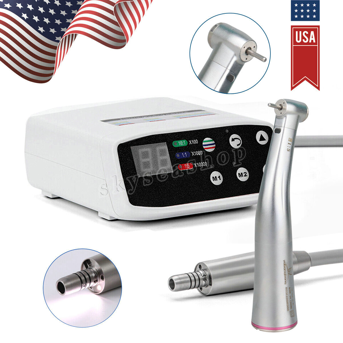NSK Style NL400 Dental Electric Motor + 1:5 Contra Angle Fiber Optic Handpiece