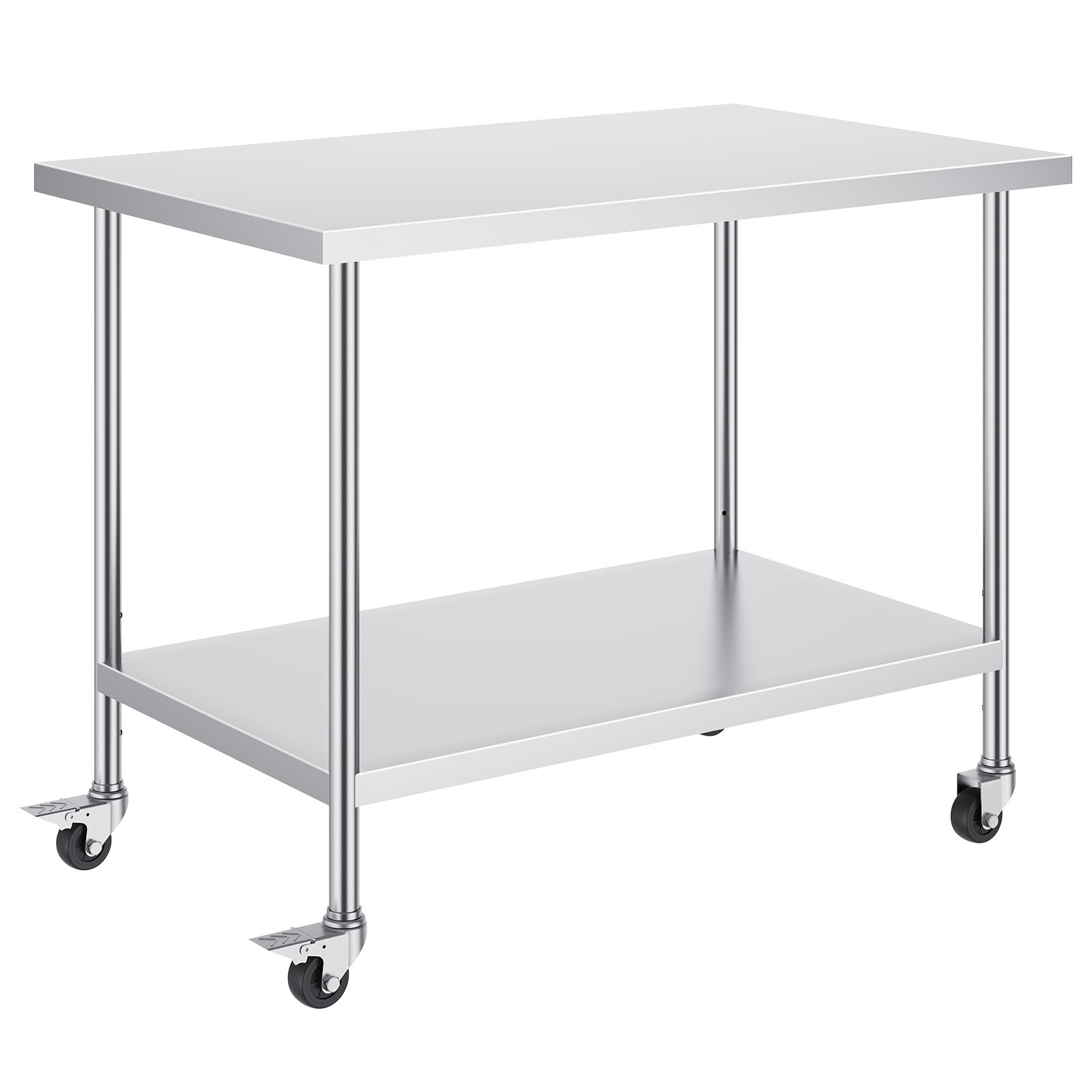 VEVOR Stainless Steel Work Table Commercial Prep Table 30×48 Inch With 4 Casters