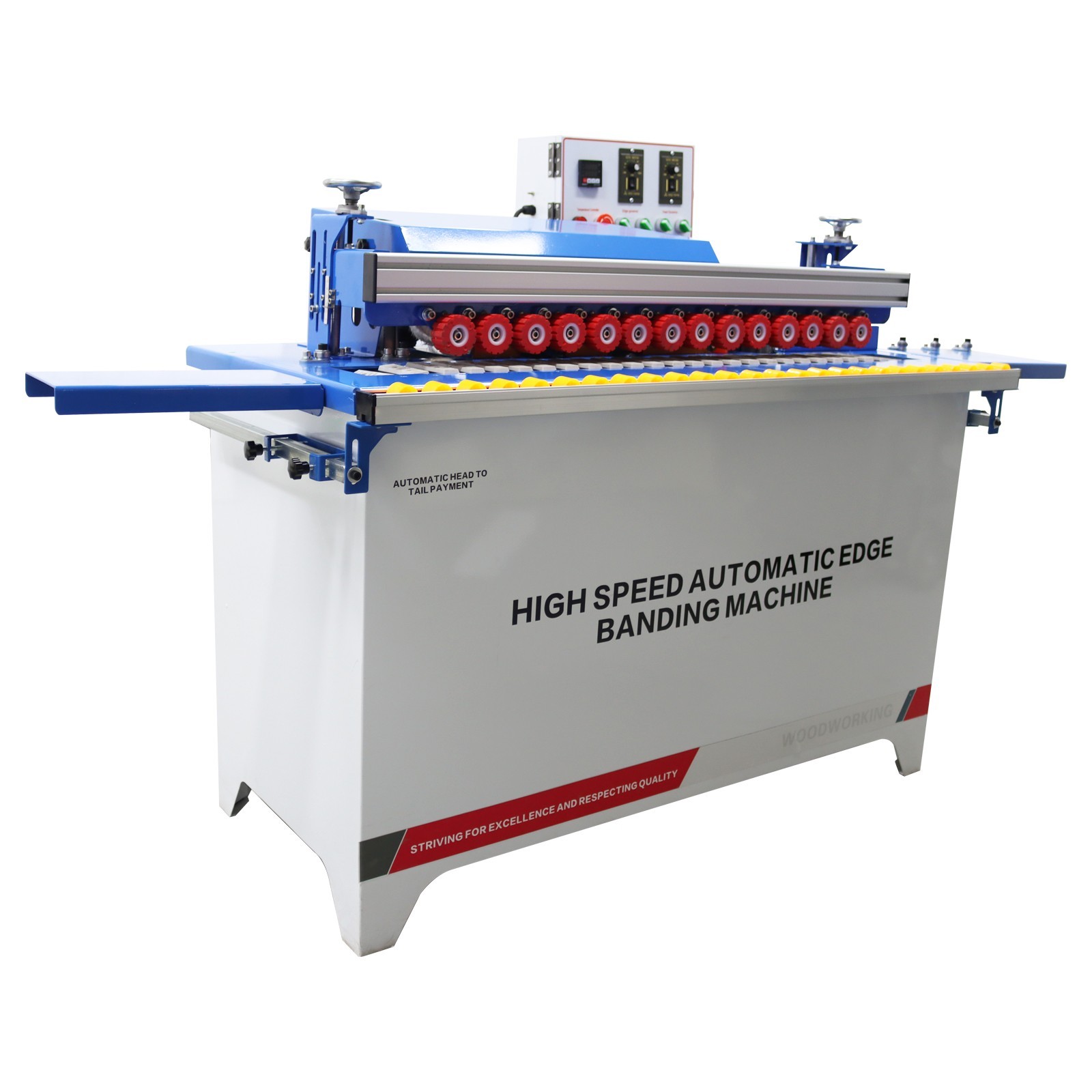 110V High Speed Straight Line Edge Banding Machine Double Gluing Trimming Polish