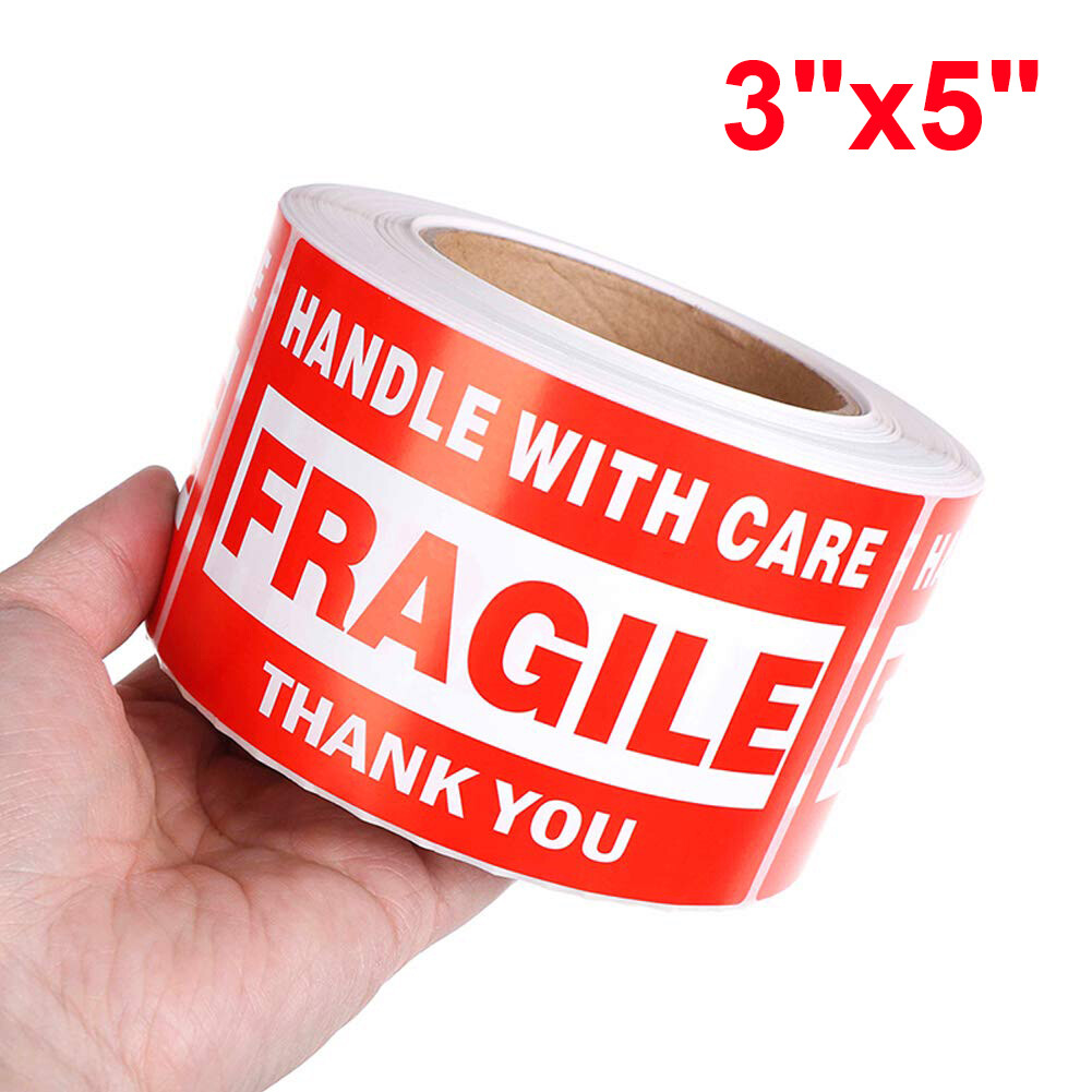 500 Fragile Stickers 3×5 Handle with Care Thank You Shipping Warn Labels 1 Roll