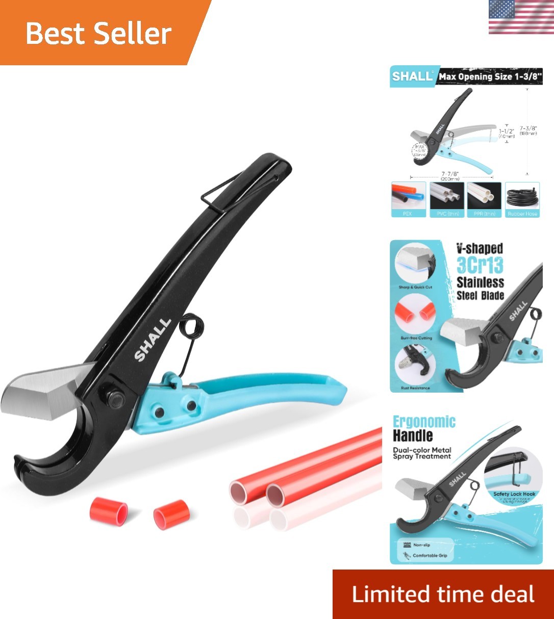 Durable Hand-Powered Tubing Cutter for PEX, PVC, and More – Lightweight Tool