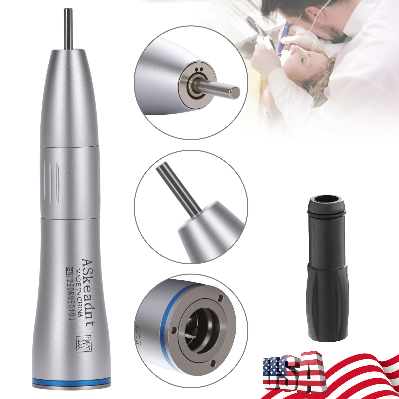 Dental Inner Water Low Speed Straight Handpiece Contra Angle Air Motor WY4 US