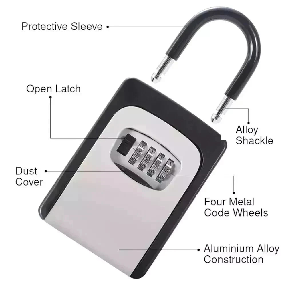 Key Lock Box for Outside-Combination Lockbox for House Key-Portable/Wall Mounted