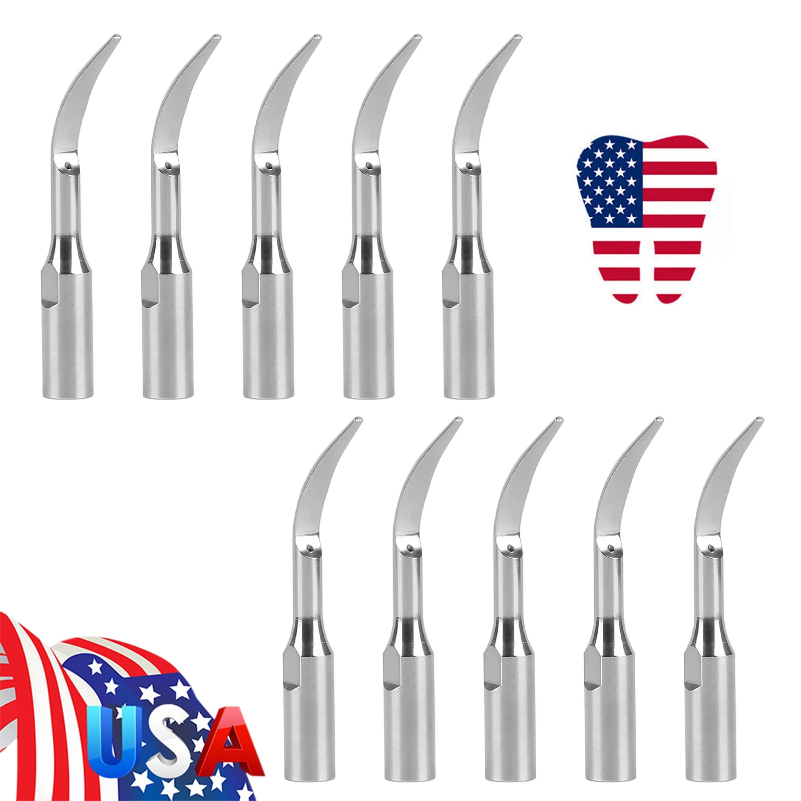 10X Dental Ultrasonic Piezo Scaler Tips Fit DTE SATELEC Handpiece GD1 GD4 H